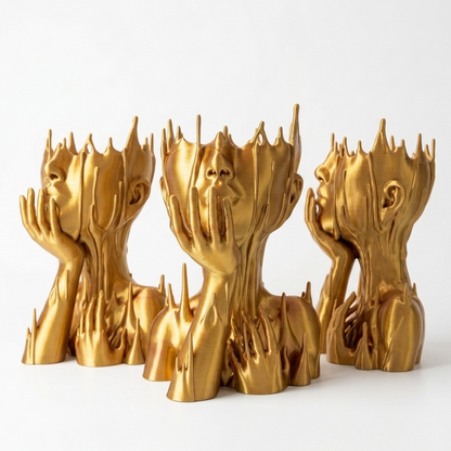 Vaza decorativa Muse Gold în formă de figură umană stilizată aurie pentru design interior modern